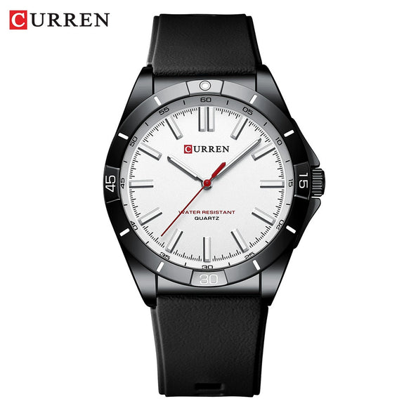 Men's Sports Watch Metal Case Silicone Strap Stainless Steel Buckle Round Dial Quartz Glass Mirror