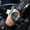 Men's Sports Watch Metal Case Silicone Strap Stainless Steel Buckle Round Dial Quartz Glass Mirror