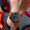 Men's Sports Watch Metal Case Silicone Strap Stainless Steel Buckle Round Dial Quartz Glass Mirror