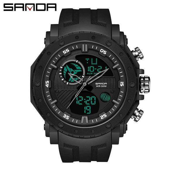Men's Sports Watch Metal Case Silicone Strap Stainless Steel Clasp Round Dial Multifunctional Chronograph Luminous Waterproof