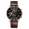 Men's Sports Watch Metal Microfiber Strap Leisure Round Waterproof