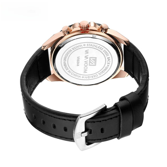Men's Sports Watch Metal Microfiber Strap Leisure Round Waterproof