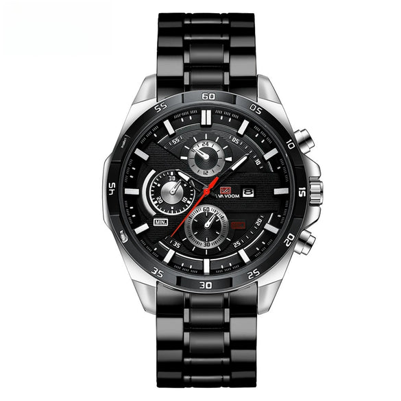 Men's Sports Watch Metal Microfiber Strap Leisure Round Waterproof