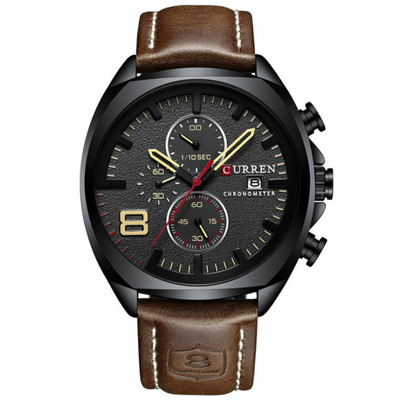 Men's Sports Watch Metal Stainless Steel Imitation Leather Round Casual Multifunctional Waterproof Quartz