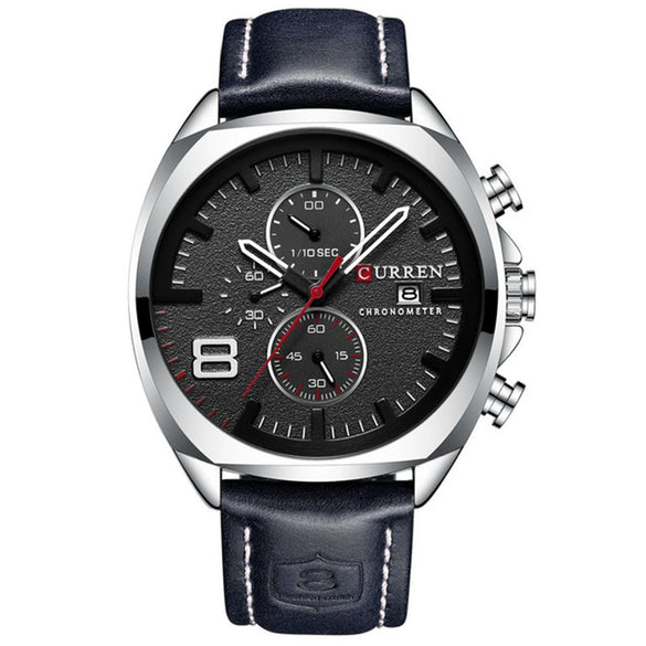 Men's Sports Watch Metal Stainless Steel Imitation Leather Round Casual Multifunctional Waterproof Quartz