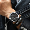 Men's Sports Watch Metal Stainless Steel Imitation Leather Round Casual Multifunctional Waterproof Quartz