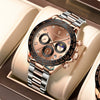 Men's Sports Waterproof Alloy Case Stainless Steel Strap Quartz Watch With Round Dial