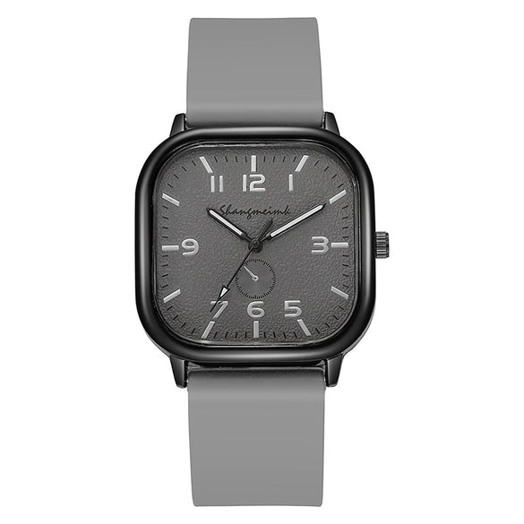 Men's Square Alloy Case And Silicone Strap Fashion Retro Quartz Watch With Stainless Steel Pin Buckle And Spiral Crown