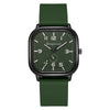 Men's Square Alloy Case And Silicone Strap Fashion Retro Quartz Watch With Stainless Steel Pin Buckle And Spiral Crown