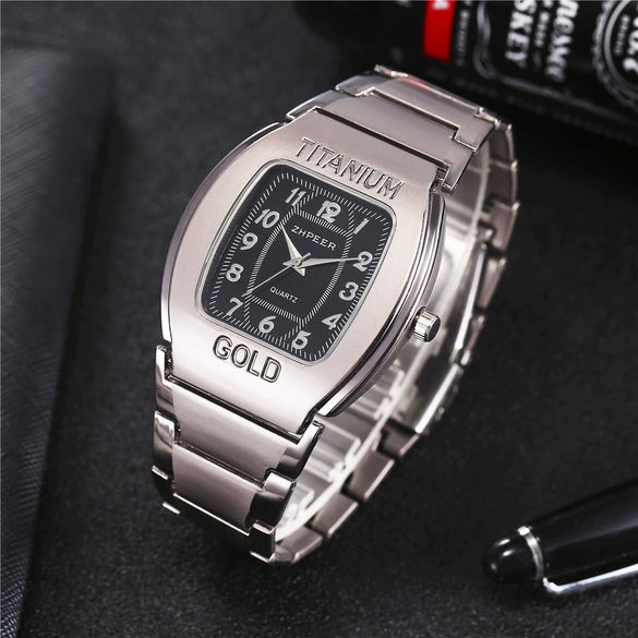 Men's Square Alloy Quartz Watch For Business And Leisure
