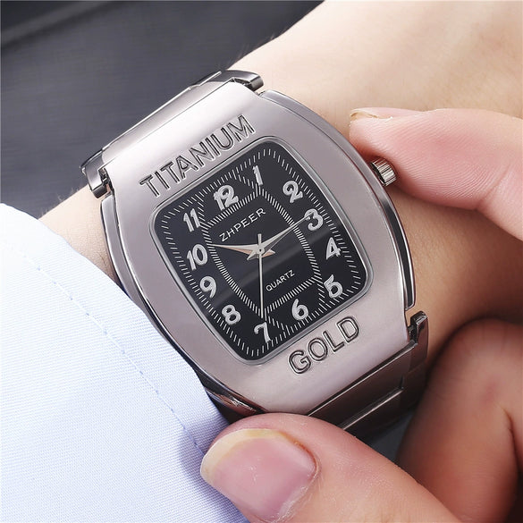 Men's Square Alloy Quartz Watch For Business And Leisure