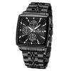 Men's Square Quartz Watch Business Style Alloy Case Stainless Steel Strap Waterproof Luminous Calendar Multi Function Timing