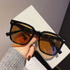 Men's Square Transparent Tea Frame Sunglasses With Pc Frame And Ac Lens Antiuv Big Face Trendy