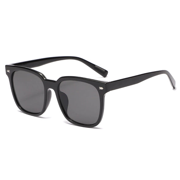 Men's Square Transparent Tea Frame Sunglasses With Pc Frame And Ac Lens Antiuv Big Face Trendy