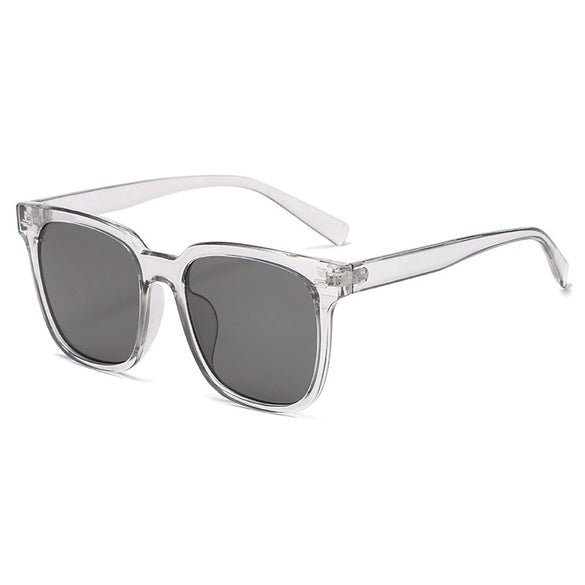 Men's Square Transparent Tea Frame Sunglasses With Pc Frame And Ac Lens Antiuv Big Face Trendy