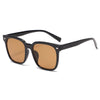 Men's Square Transparent Tea Frame Sunglasses With Pc Frame And Ac Lens Antiuv Big Face Trendy
