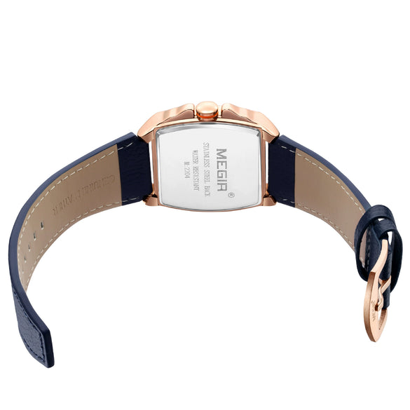 Men's Square Waterproof Luminous Leather Sport Quartz Watch Made Of Alloy And Genuine Leather