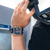 Men's Square Waterproof Luminous Leather Sport Quartz Watch Made Of Alloy And Genuine Leather