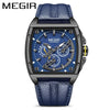 Men's Square Waterproof Luminous Leather Sport Quartz Watch Made Of Alloy And Genuine Leather