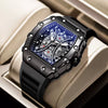 Men's Square Waterproof Quartz Watch With Alloy Case And Stainless Steel Strap