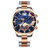 Men's Stainless Steel And Alloy Leisure Pointer Quartz Wrist Watch With Calendar And Printed Logo Round Dial