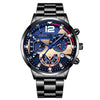 Men's Stainless Steel And Alloy Leisure Pointer Quartz Wrist Watch With Calendar And Printed Logo Round Dial