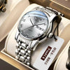 Men's Stainless Steel And Alloy Watch With Automatic Movement Waterproof Luminous Calendar Round Dial Spiral Crown Mineral Strengthened Glass Mirror