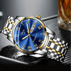 Men's Stainless Steel And Alloy Watch With Automatic Movement Waterproof Luminous Calendar Round Dial Spiral Crown Mineral Strengthened Glass Mirror