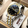 Men's Stainless Steel And Alloy Watch With Automatic Movement Waterproof Luminous Calendar Round Dial Spiral Crown Mineral Strengthened Glass Mirror