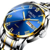 Men's Stainless Steel And Alloy Watch With Automatic Movement Waterproof Luminous Calendar Round Dial Spiral Crown Mineral Strengthened Glass Mirror
