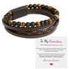 Men's Stainless Steel And Magnetic Material Handwoven Multilayer Leather Bracelet With Geometric Style