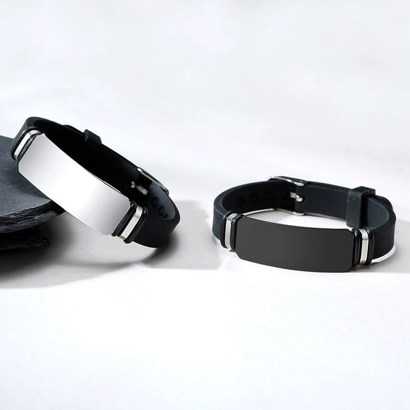 Men's Stainless Steel And Silicone Geometric Style Bracelet