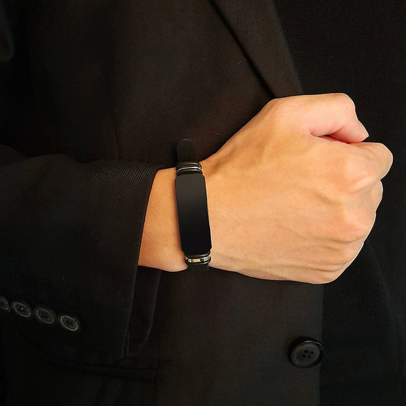 Men's Stainless Steel And Silicone Geometric Style Bracelet