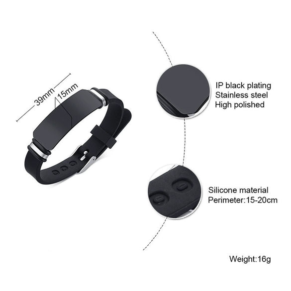 Men's Stainless Steel And Silicone Geometric Style Bracelet