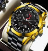 Men's Stainless Steel Automatic Movement Hollow Calendar Sports Watch With Rose Gold Clasp Round Dial Business Style Waterproof Luminous