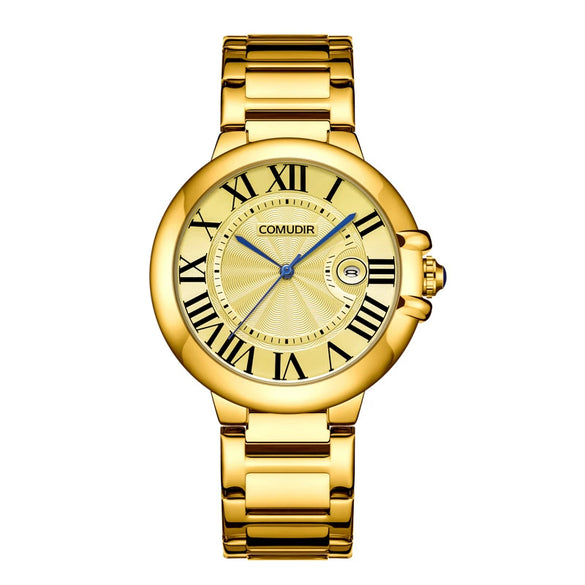 Men's Stainless Steel Automatic Waterproof Business Style Round Dial Imitation Mechanical Watch
