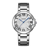 Men's Stainless Steel Automatic Waterproof Business Style Round Dial Imitation Mechanical Watch