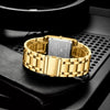 Men's Stainless Steel Band Quartz Watch Rectangular Dial Leisure Style Waterproof