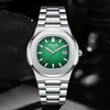 Men's Stainless Steel Band Quartz Watch With Round Dial And Waterproof Feature