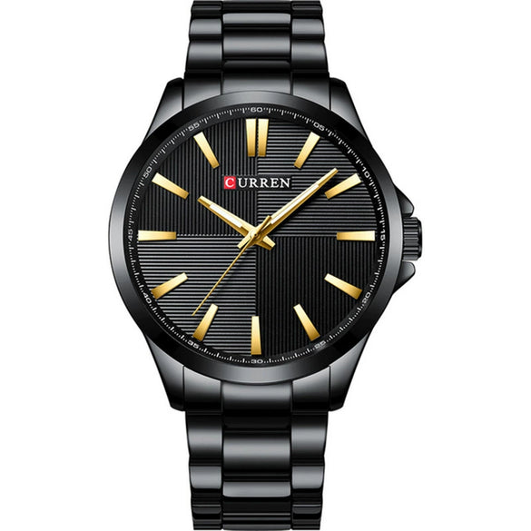 Men's Stainless Steel Band Waterproof Quartz Watch Round Dial Leisure Style