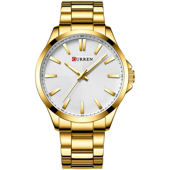 Men's Stainless Steel Band Waterproof Quartz Watch Round Dial Leisure Style
