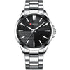 Men's Stainless Steel Band Waterproof Quartz Watch Round Dial Leisure Style