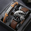 Men's Stainless Steel Belt Watch Round Dial Business Style