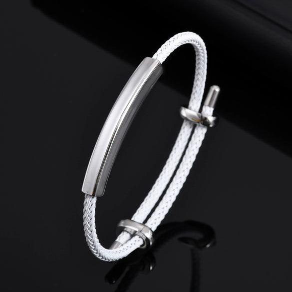 Men's Stainless Steel Black Wire Rope Adjustable Bracelet