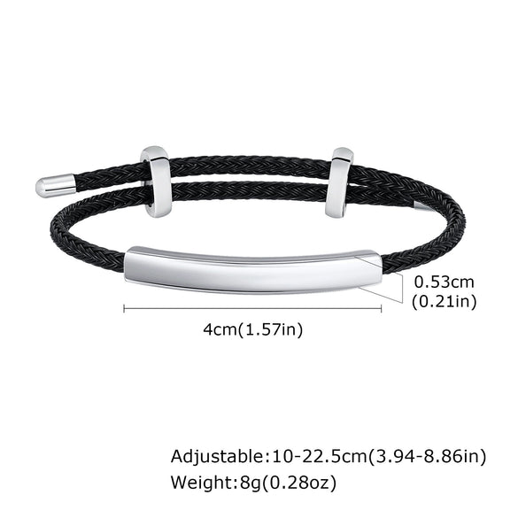 Men's Stainless Steel Black Wire Rope Adjustable Bracelet
