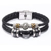 Men's Stainless Steel Buckle Cowhide Rope Woven Twelve Constellation Handmade Bracelet