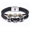 Men's Stainless Steel Buckle Cowhide Rope Woven Twelve Constellation Handmade Bracelet