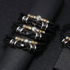 Men's Stainless Steel Buckle Cowhide Rope Woven Twelve Constellation Handmade Bracelet
