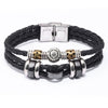 Men's Stainless Steel Buckle Cowhide Rope Woven Twelve Constellation Handmade Bracelet