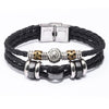 Men's Stainless Steel Buckle Cowhide Rope Woven Twelve Constellation Handmade Bracelet